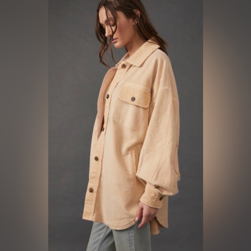 FREE PEOPLE Ruby shacket peach size small oversized - Picture 4 of 13
